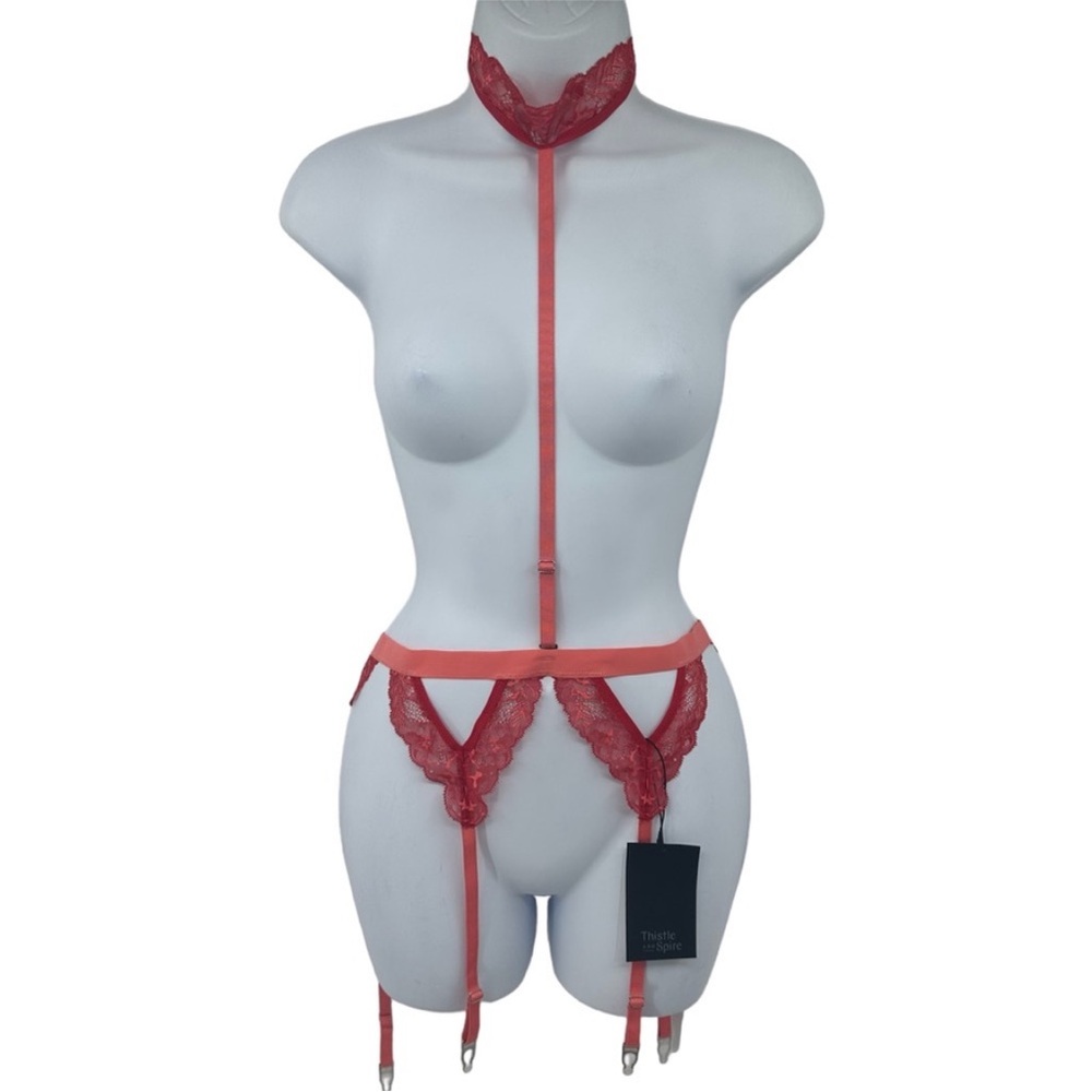 Thistle and Spire Chili Kane Garter Belt with Removable Choker Medium New